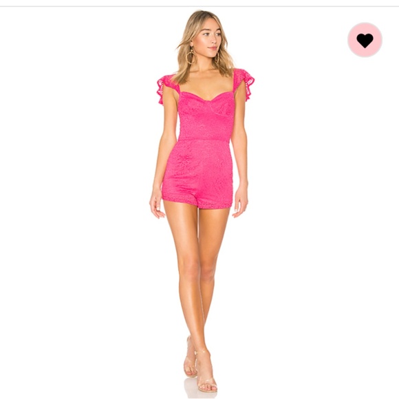 by the way. Pants - NWOT REVOLVE BY THE WAY. HOT PINK LACE ROMPER S